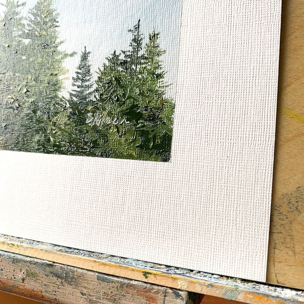 8x10 Original Oil Painting Forest Pine Trees Landscape Minimalist Nature Signed - Picture 3 of 8